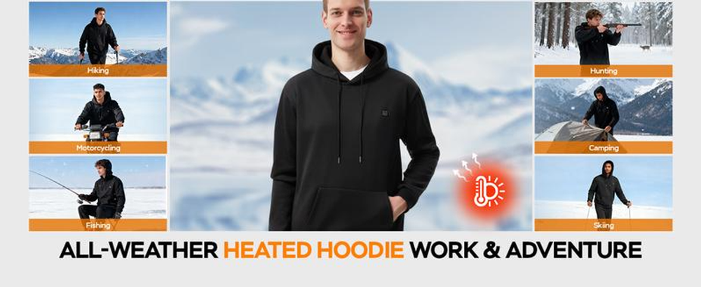 Smart Heated Hoodie! 🧥🔥 5 Heat Zones, Adjustable Temp & Ultra-Comfort! ❄️